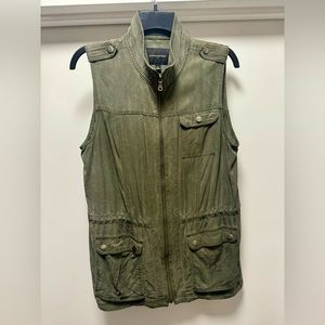 Banana Republic Green Military Long Vest Size Medium